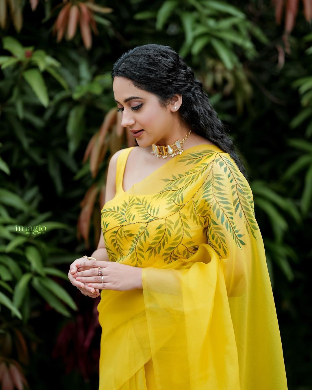 Malayalam Actress Miya George Stills in Yellow Saree